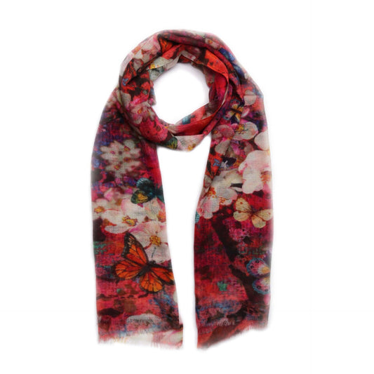 Floral Fine Merino Silk Designer Scarf