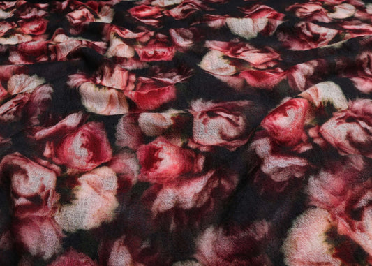 Floral Fine Merino Silk Designer Scarf