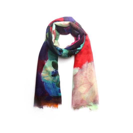 Orchid Bloom Floral Scarf – Modal Silk Designer Wrap | Watercolor Botanical Print