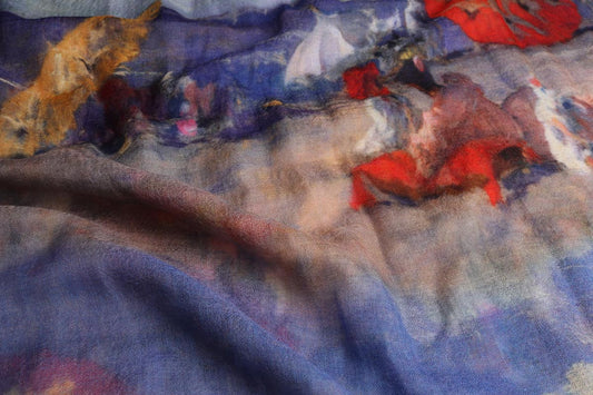 Coastal Seaside Umbrella Scarf – Merino Fine Wool Designer Wrap | Impressionist Ocean Beach Australain CoastalPrint