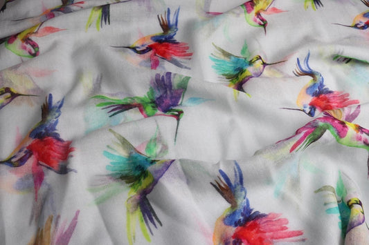 Hummingbird Merino Silk Designer Scarf