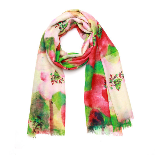 Floral Merino Silk Scarf