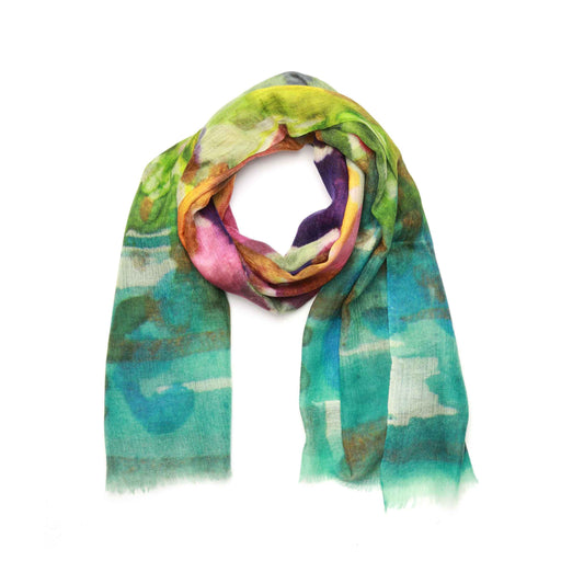 Abstract Merino Silk Designer Scarf