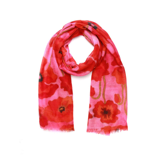 Floral Fine Merino Silk Designer Scarf